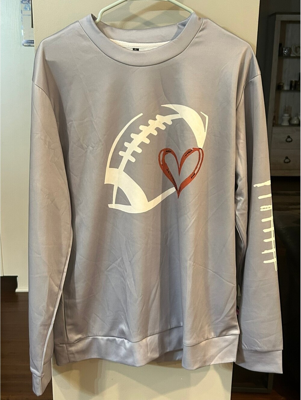 Gray Football Graphic Pullover Sweatshirt XL
